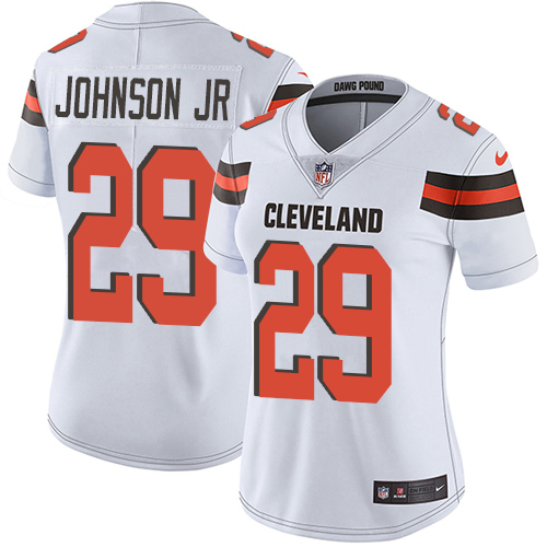 Nike Browns #29 Duke Johnson Jr White Women's Stitched NFL Vapor Untouchable Limited Jersey - Click Image to Close